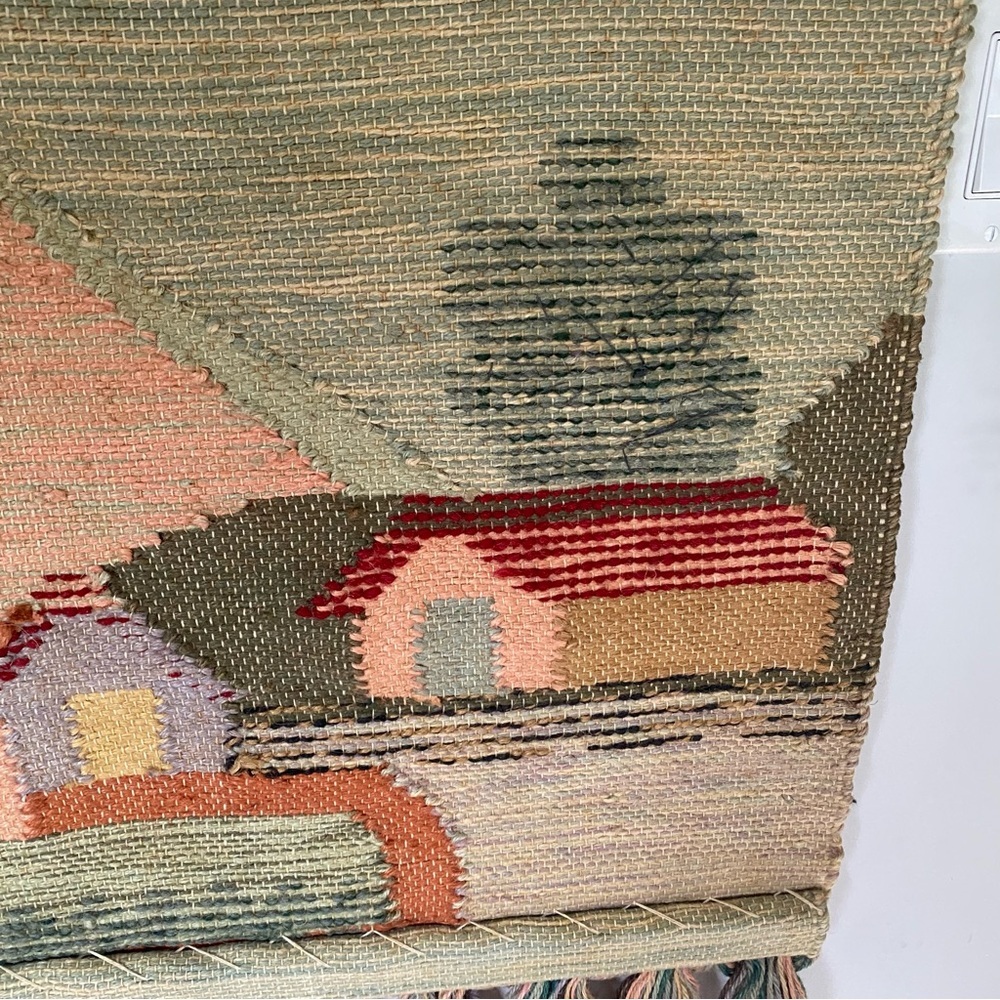 VTG 70s Mexican Wool Wall Hanging Tapestry Boho Landscape 3D Textures 22”x33” - Picture 15 of 15